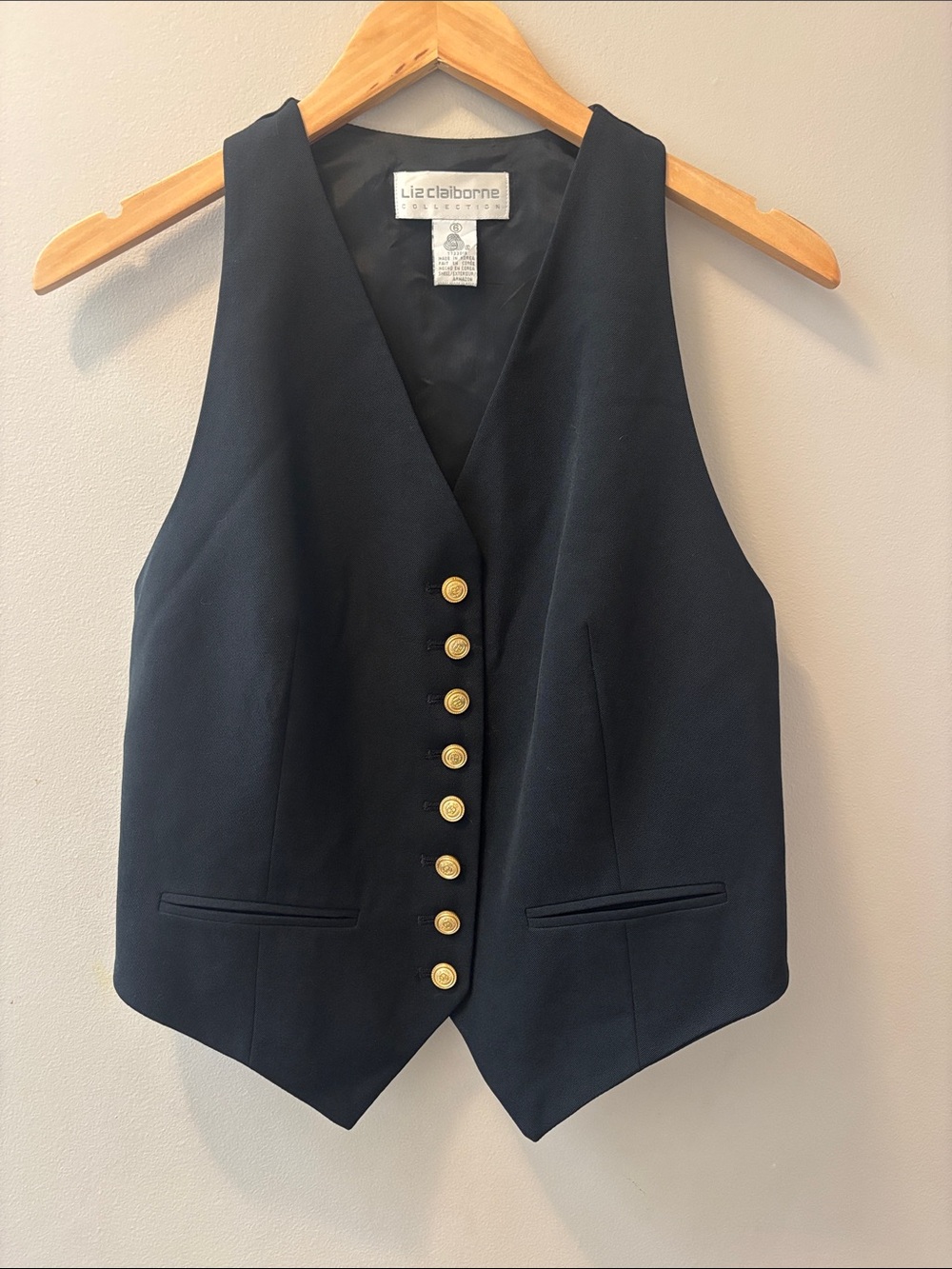 Vintage black wool woman's vest small